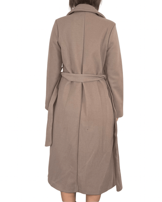 Habiti - Cappotto doppiopetto con cintura - FANGO - CAPOSPALLA - Habiti