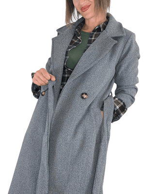 Habiti - Cappotto doppiopetto con cintura - GRIGIO - CAPOSPALLA - Habiti