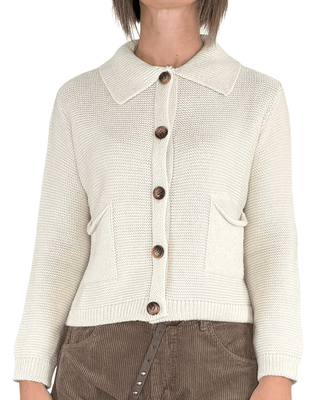 Habiti - Cardigan a polo - PANNA - MAGLIA E CARDIGAN - Habiti
