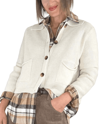 Habiti - Cardigan a polo - PANNA - MAGLIA E CARDIGAN - Habiti
