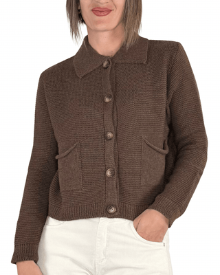 Habiti - Cardigan a polo - TABACCO - MAGLIA E CARDIGAN - Habiti