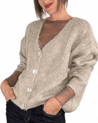 Habiti - Cardigan con bottoni - BEIGE - MAGLIA E CARDIGAN - Habiti