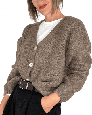 Habiti - Cardigan con bottoni - FANGO - MAGLIA E CARDIGAN - Habiti