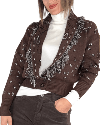 Habiti - Cardigan corto bandana - MORO - MAGLIA E CARDIGAN - Habiti