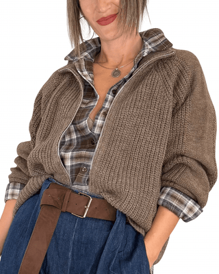 Habiti - Cardigan full zip - FANGO - MAGLIA E CARDIGAN - Habiti