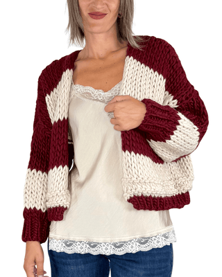 Habiti - Cardigan punto grosso - BORDEAUX - MAGLIA E CARDIGAN - Habiti