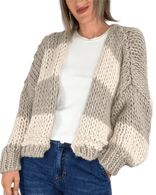 Habiti - Cardigan punto grosso - BURRO - MAGLIA E CARDIGAN - Habiti