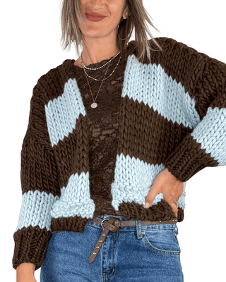Habiti - Cardigan punto grosso - MORO - MAGLIA E CARDIGAN - Habiti