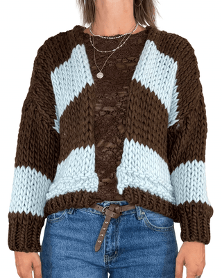 Habiti - Cardigan punto grosso - MORO - MAGLIA E CARDIGAN - Habiti