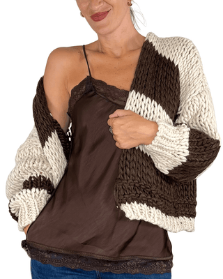 Habiti - Cardigan punto grosso - MORO/BURRO - MAGLIA E CARDIGAN - Habiti