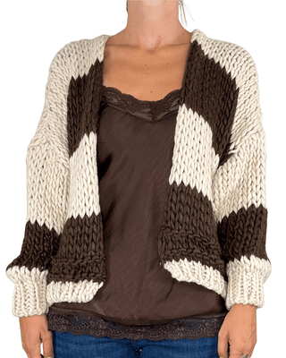 Habiti - Cardigan punto grosso - MORO/BURRO - MAGLIA E CARDIGAN - Habiti