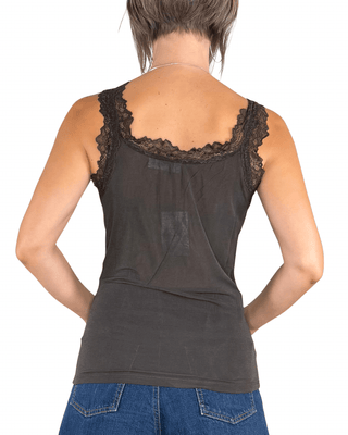 Habiti - Cashmerina canotta pizzo - MORO - T-SHIRT E TOP - Habiti