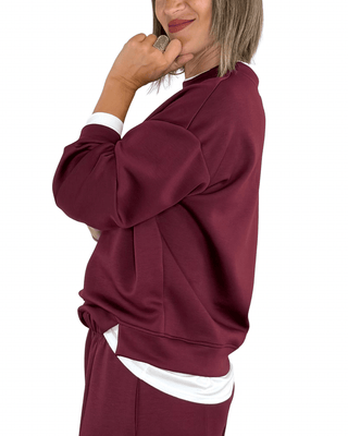 Habiti - Coordinato scuba t-shirt - BORDEAUX - COMPLETO E COORDINATO - Habiti