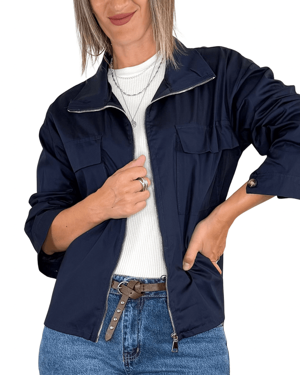Habiti - Giacca camicia in cotone - BLU