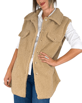 Habiti - Gilet lungo teddy - BEIGE - CAPOSPALLA - Habiti