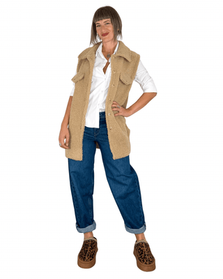 Habiti - Gilet lungo teddy - BEIGE - CAPOSPALLA - Habiti
