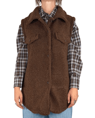 Habiti - Gilet lungo teddy - MORO - CAPOSPALLA - Habiti