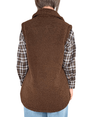 Habiti - Gilet lungo teddy - MORO - CAPOSPALLA - Habiti