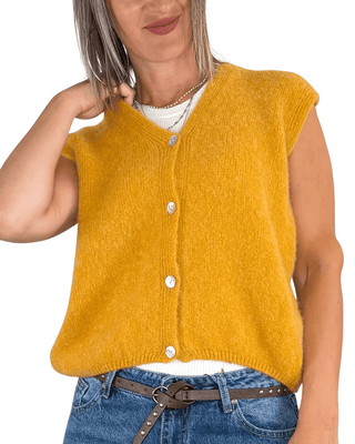 Habiti - Gilet misto baby alpaca - SENAPE - CAPOSPALLA - Habiti