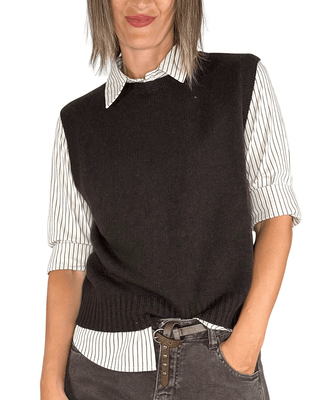 Habiti - Gilet misto cashmere - MORO - MAGLIA E CARDIGAN - Habiti