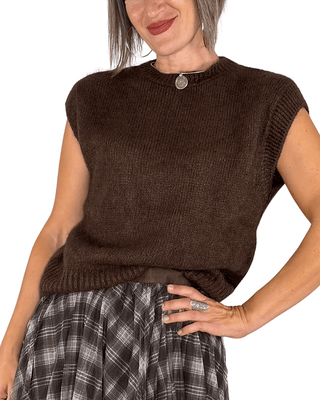 Habiti - Gilet misto mohair - MORO - MAGLIA E CARDIGAN - Habiti