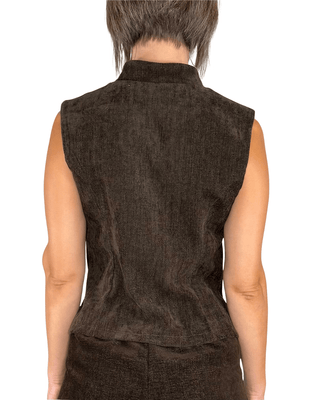 Habiti - Gilet napoleone in velluto liscio - MORO - GILET - Habiti