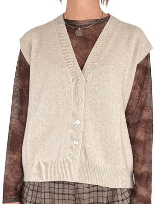 Habiti - Gilet pura lana vergine - BEIGE - MAGLIA E CARDIGAN - Habiti