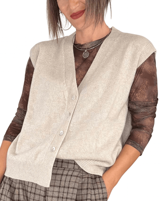 Habiti - Gilet pura lana vergine - BEIGE - MAGLIA E CARDIGAN - Habiti