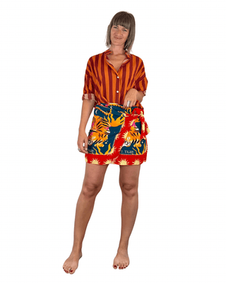 Habiti - Gonna pareo Circe foulard corta - MATTONE - GONNA - Habiti