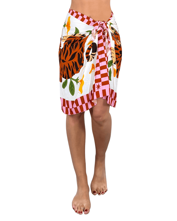 Habiti - Gonna pareo Circe foulard midi - ROSA