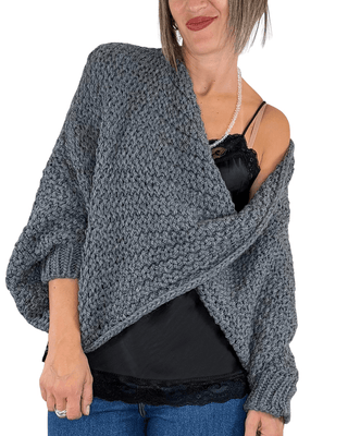 Habiti - Incrociato punto riso - ANTRACITE - MAGLIA E CARDIGAN - Habiti