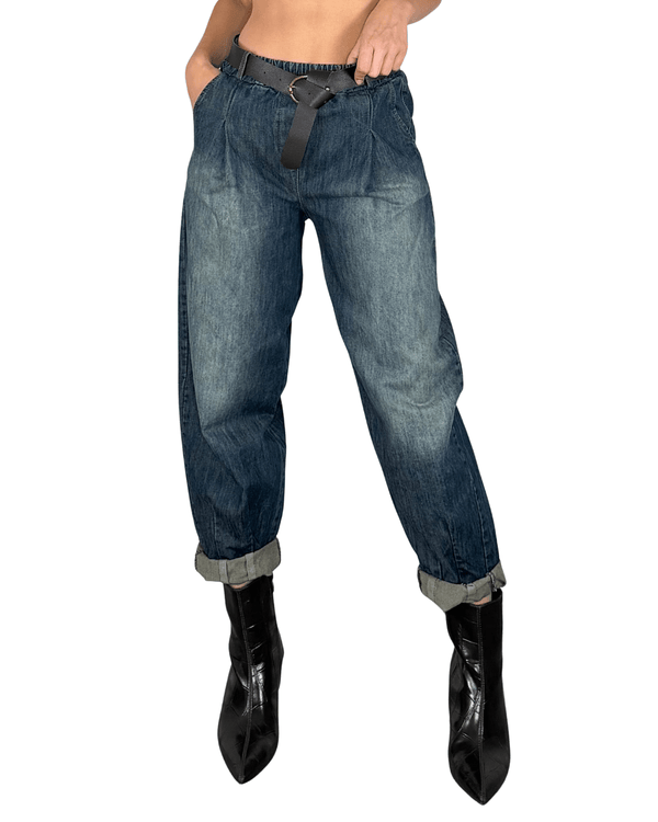 Habiti - Jeans barrel con elastico - JEANS