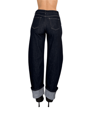 Habiti - Jeans barrel con risvolto - JEANS SCURO - JEANS - Habiti
