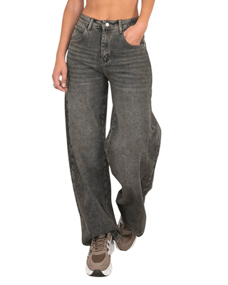 Habiti - Jeans barrel effetto sporcato - FANGO - JEANS - Habiti