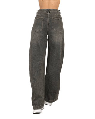 Habiti - Jeans barrel effetto sporcato - FANGO - JEANS - Habiti