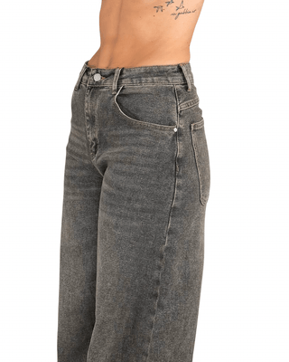 Habiti - Jeans barrel effetto sporcato - FANGO - JEANS - Habiti