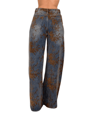 Habiti - Jeans palazzo con fiori devorè - JEANS - JEANS - Habiti
