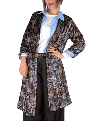 Habiti - Kimono velluto fantasia - MORO - GIACCA E BLAZER - Habiti