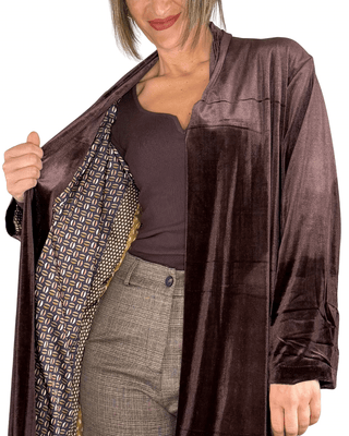 Habiti - Kimono velluto liscio - MORO - GIACCA E BLAZER - Habiti