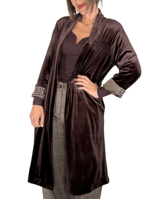 Habiti - Kimono velluto liscio - MORO - GIACCA E BLAZER - Habiti