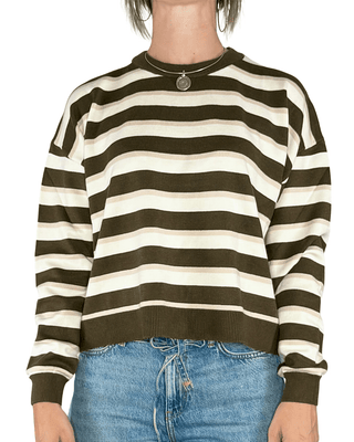 Habiti - Maglia a scatola righe - VERDE MILITARE - MAGLIA E CARDIGAN - Habiti