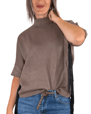 Habiti - Maglia con frange - FANGO - MAGLIA E CARDIGAN - Habiti