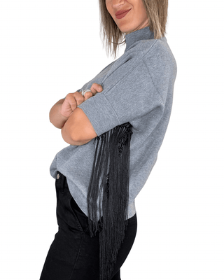 Habiti - Maglia con frange - GRIGIO - MAGLIA E CARDIGAN - Habiti