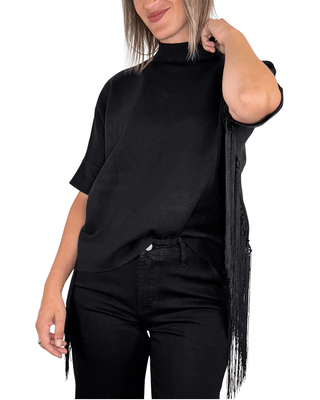 Habiti - Maglia con frange - NERO - MAGLIA E CARDIGAN - Habiti