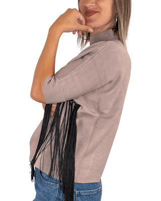 Habiti - Maglia con frange - TORTORA - MAGLIA E CARDIGAN - Habiti