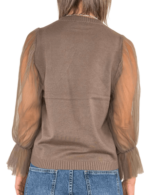 Habiti - Maglia con maniche in tulle - FANGO - MAGLIA E CARDIGAN - Habiti