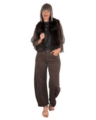 Habiti - Maglia con maniche in tulle - MORO - MAGLIA E CARDIGAN - Habiti