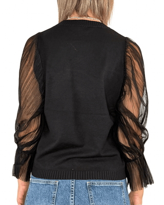 Habiti - Maglia con maniche in tulle - NERO - MAGLIA E CARDIGAN - Habiti