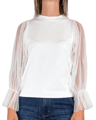 Habiti - Maglia con maniche in tulle - PANNA - MAGLIA E CARDIGAN - Habiti