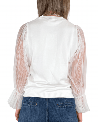 Habiti - Maglia con maniche in tulle - PANNA - MAGLIA E CARDIGAN - Habiti